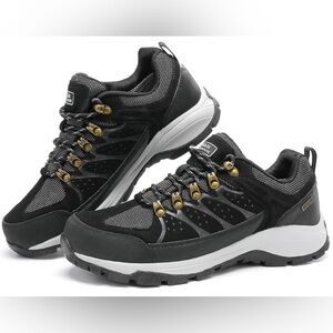 CKKM NEW Black Hiking Shoes Gold Accent US 7 Men’s Waterproof Extra Laces Soles